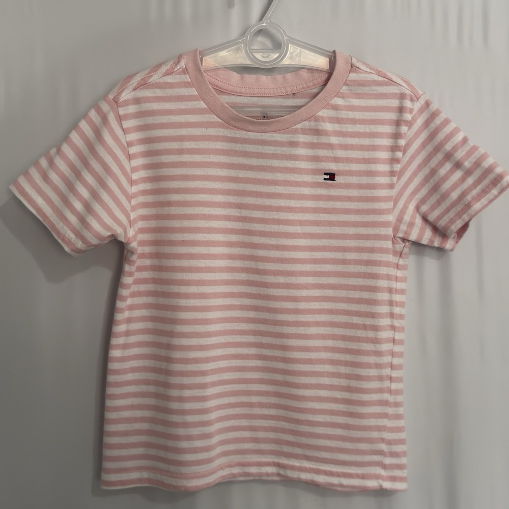 Size 3T Tommy Hilfiger Striped Pink Shirt Toddler Boys